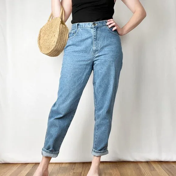 Vintage High Rise Straight Leg Jeans Relaxed Boyfriend Full Length Denim 90s Dad - Picture 5 of 8